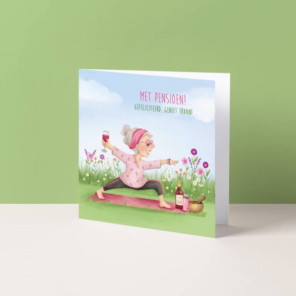 Wenskaart "Met pensioen! (vrouw)"