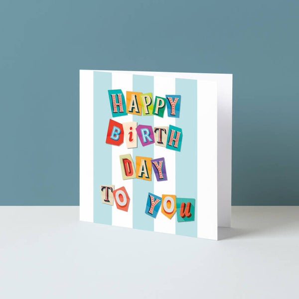 Wenskaart "Happy Birthday to you (blokjes)"