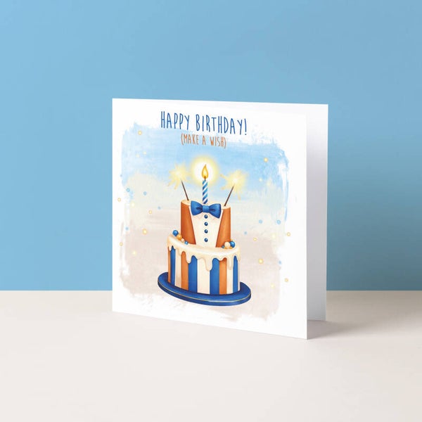 Wenskaart "Happy Birthday (make a wish) -man-"