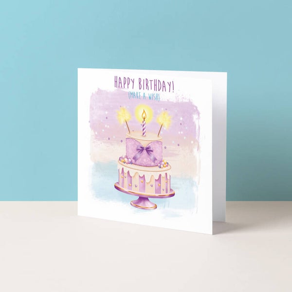 Wenskaart "Happy Birthday (make a wish) -vrouw-"