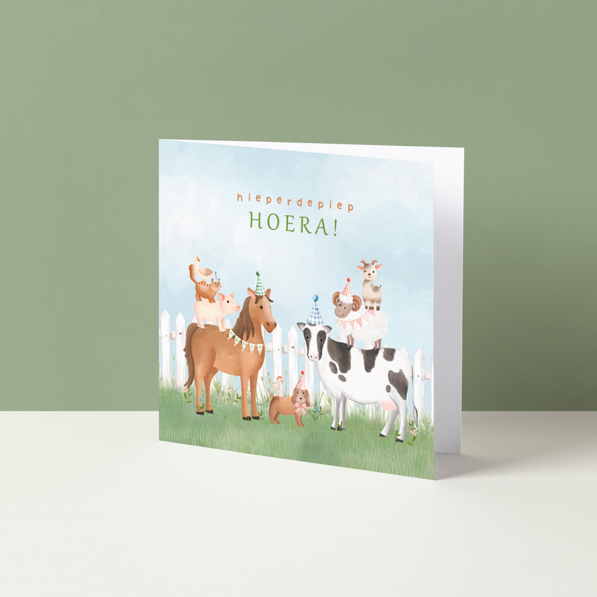 Wenskaart "Hiep Hiep Hoera Boerderij"
