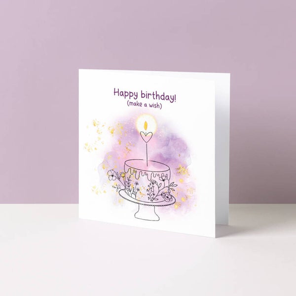Wenskaart "Happy Birthday (make a wish) -vrouw-"