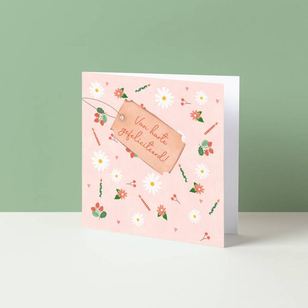 Wenskaart "Van harte gefeliciteerd (vrouw)"