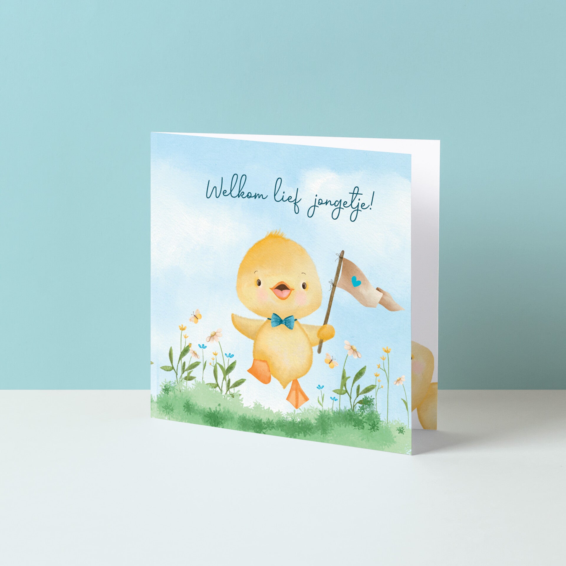 Wenskaart "Welkom lief jongetje (eendje)"