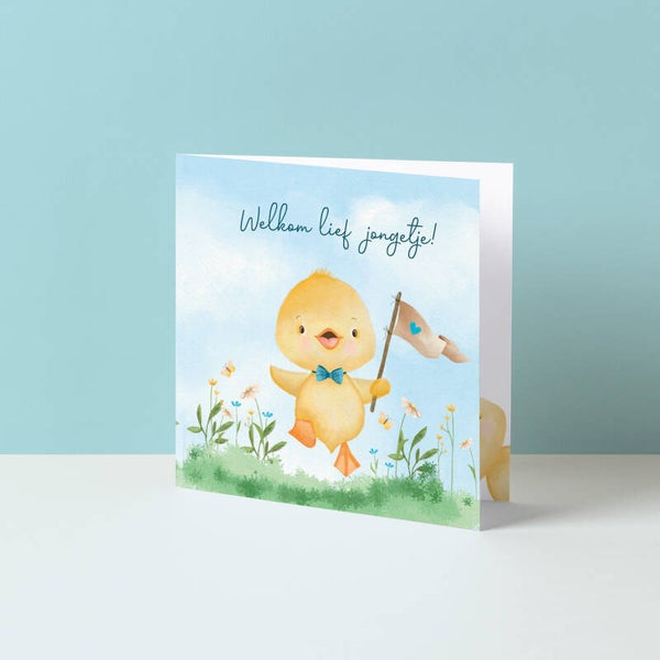 Wenskaart "Welkom lief jongetje (eendje)"