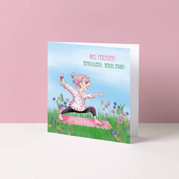 Wenskaart "Met pensioen! (vrouw)"
