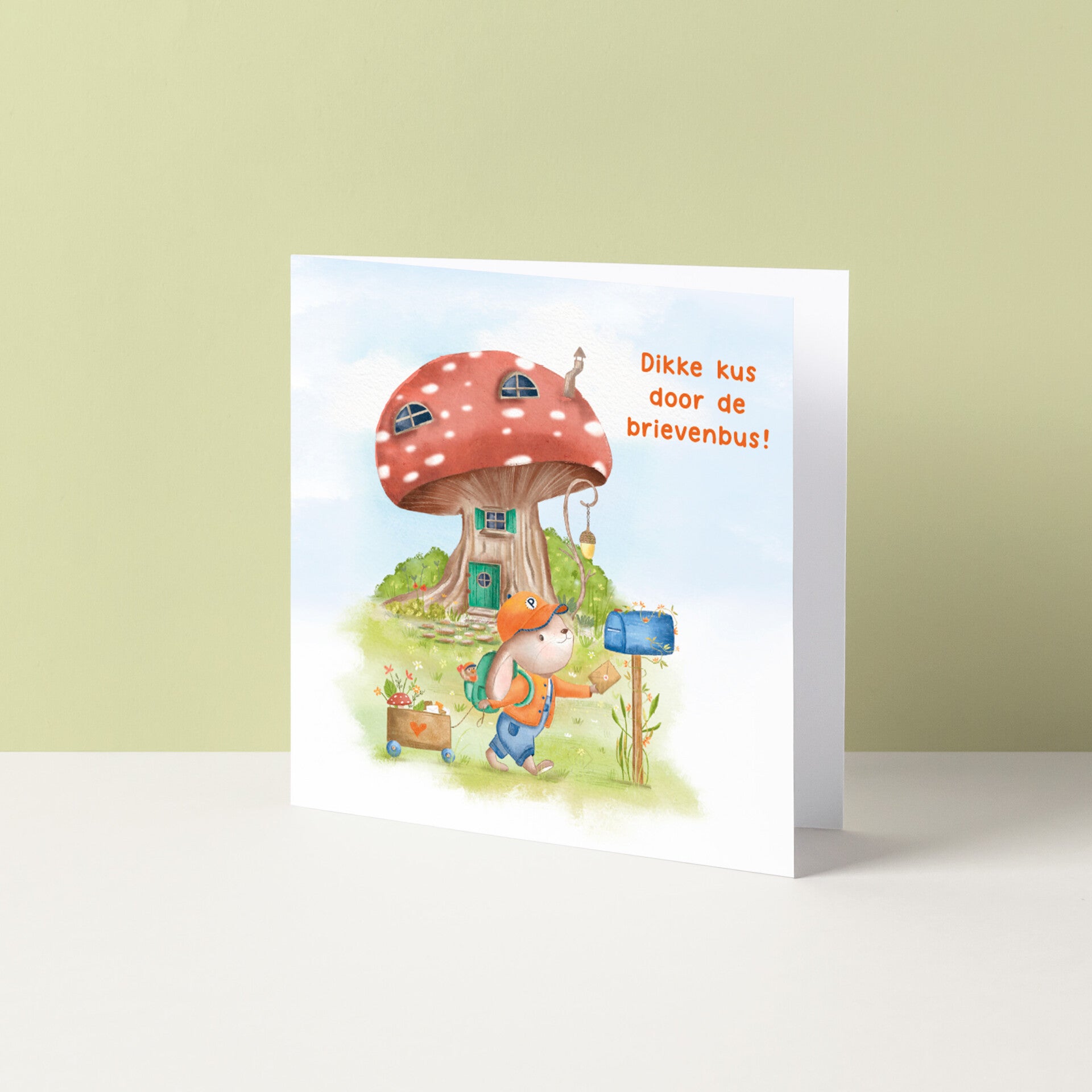 Wenskaart "Dikke kus (door de brievenbus)"