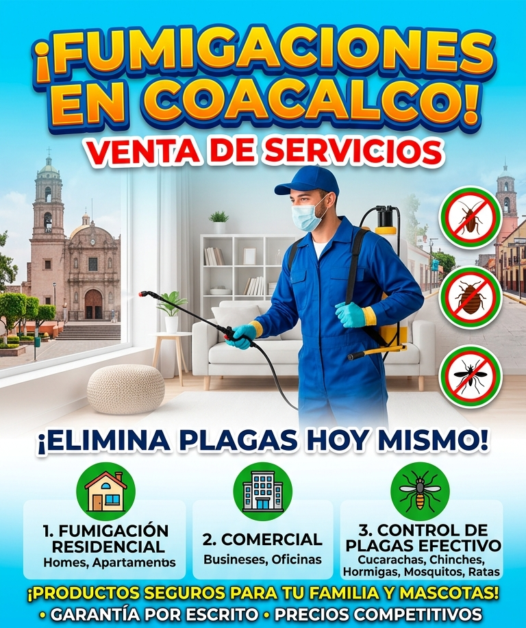 Fumigación profesional en Coacalco las 24 horas Servicio de fumigación urgente en Coacalco Control de plagas en Coacalco profesional Fumigación de casas en Coacalco Estado México Fumigación comercial para negocios en Coacalco Eliminación de cucarachas en 