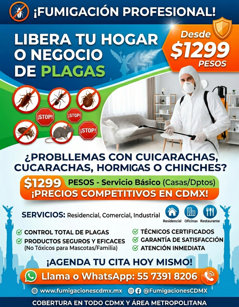 Fumigacion Barata en CDMX Precio