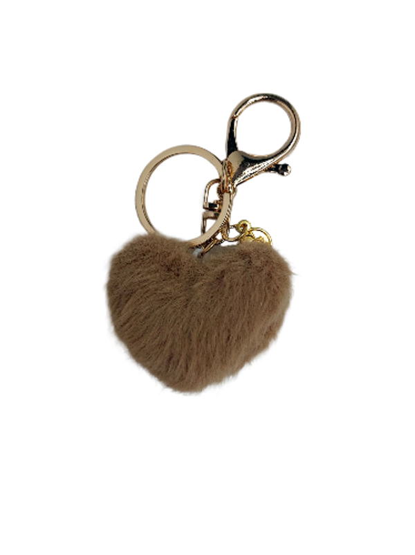 Sleutelhanger Fluffy Hartje Beige