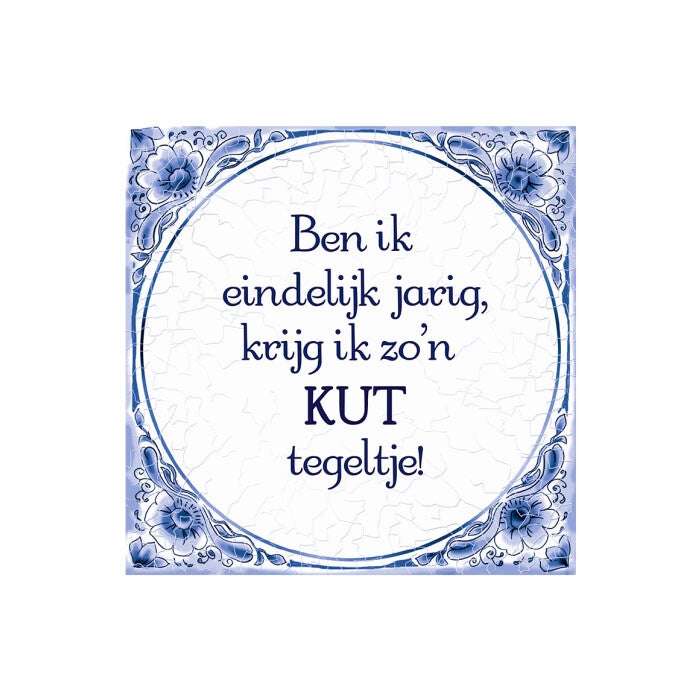 Delfts blauw tegeltje verjaardag