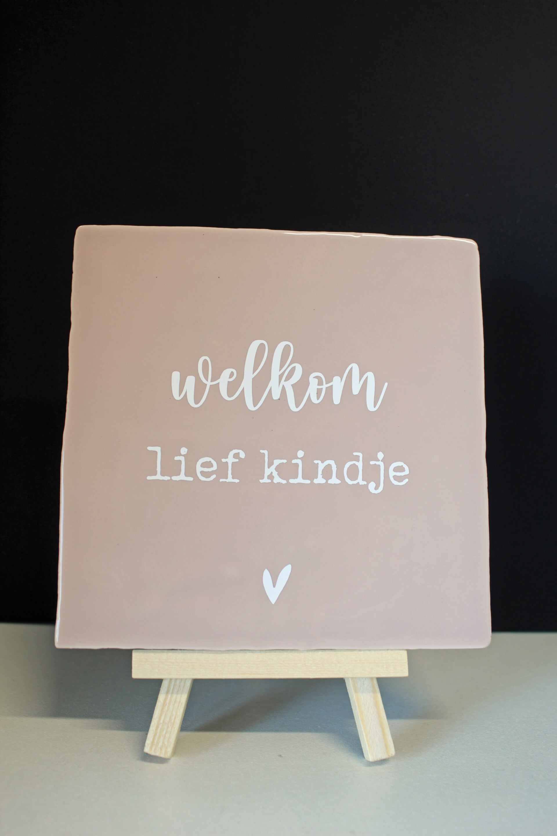 Tegeltje Welkom lief kindje roze