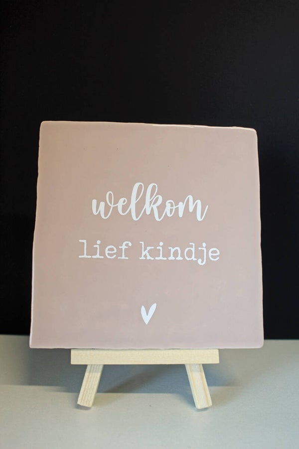 Tegeltje Welkom lief kindje roze
