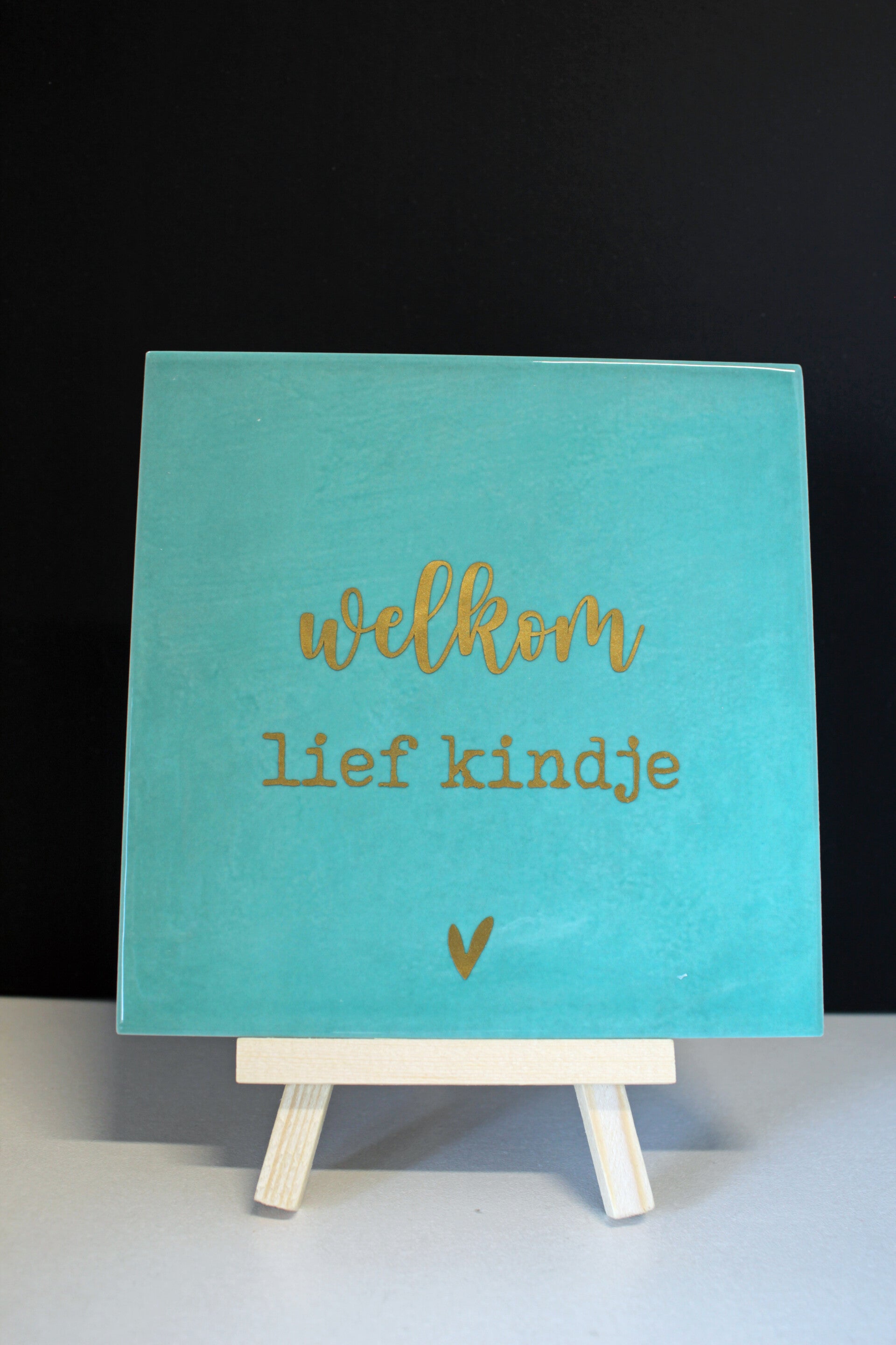 Tegeltje Welkom lief kindje mintgroen