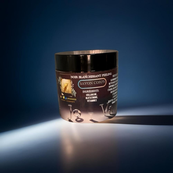 SAVON NOIR ECLAIRECISSANT PEELING 200ml - Ce savon noir est conçu pour exfolier, nettoyer et réparer votre peau. Il supprime les imperfections, les taches, les boutons, les vergetures et le masque de grossesse.