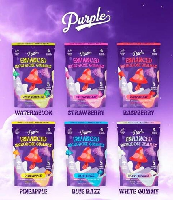 PURPLE ENHANCED MICRODOSE MUSHROOM 1800MG PER BAG 3PK GUMMIES 20CT/ BOX