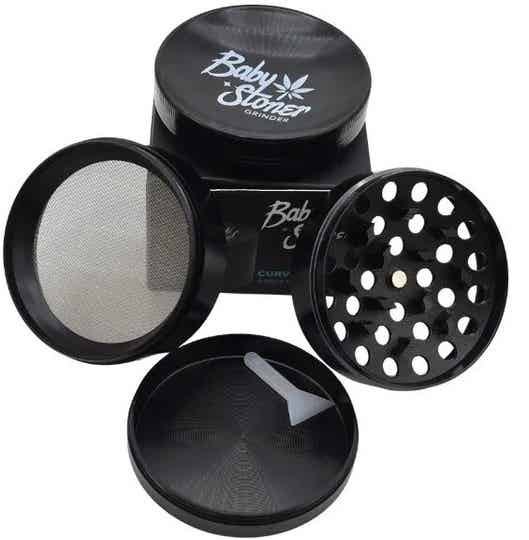 BABY STONER 4PARTS ZINC ALLOY CURVED 100MM GRINDER