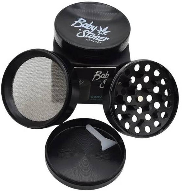 BABY STONER 4PARTS ZINC ALLOY CURVED 100MM GRINDER