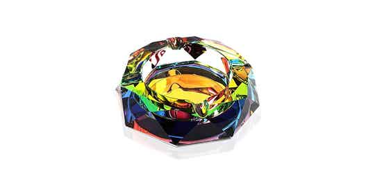 OILSEED CRYSTAL GLASS JOKER PRINT ASHTRAY