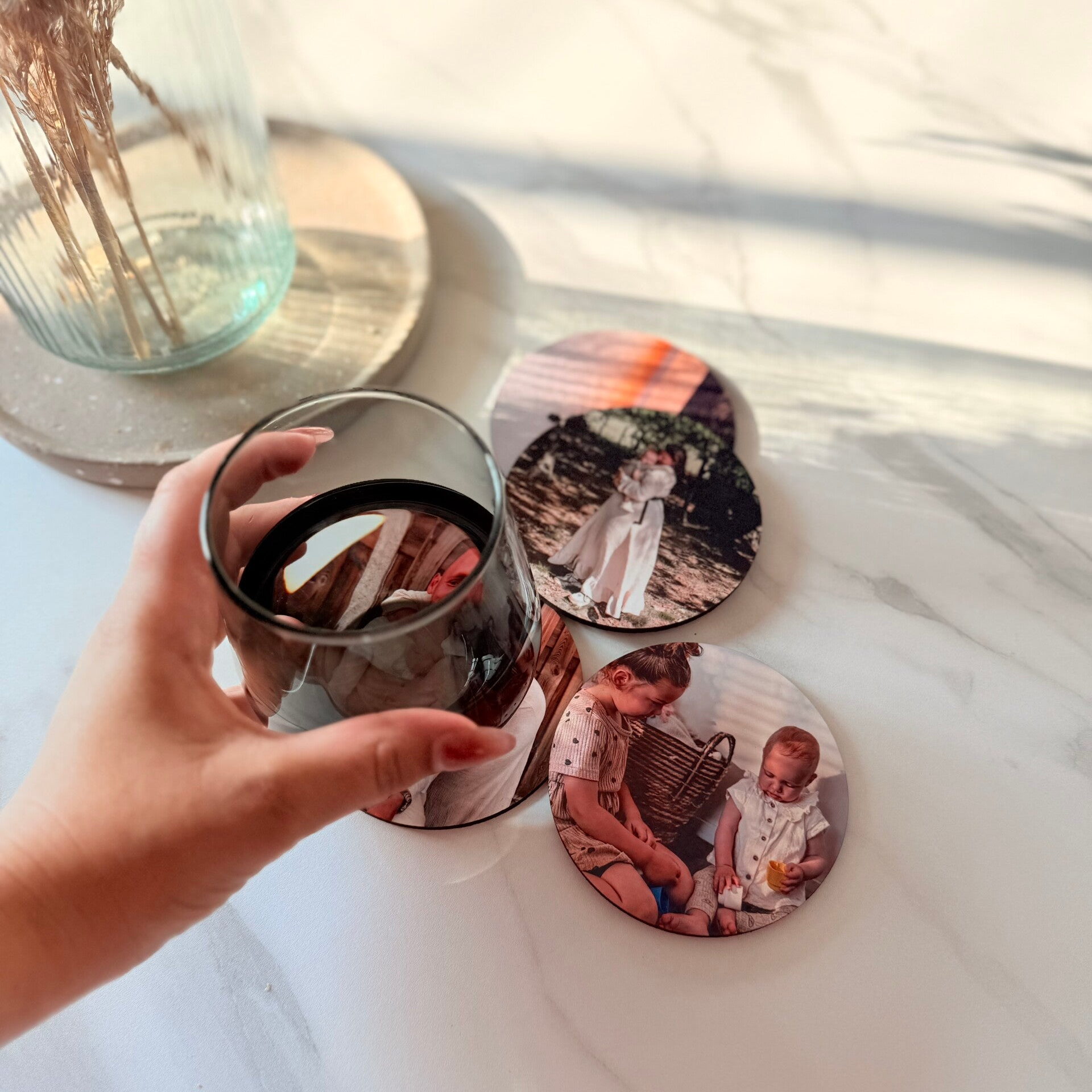 Foto onderzetters rond