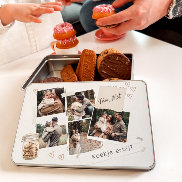Koekblik met dierbare herinneringen