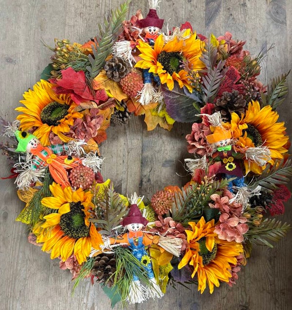 Amerikaanse herfst krans van zijden bloemen
