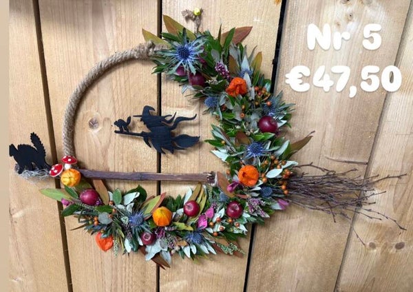 DIY pakket herfstkrans heks op bezem