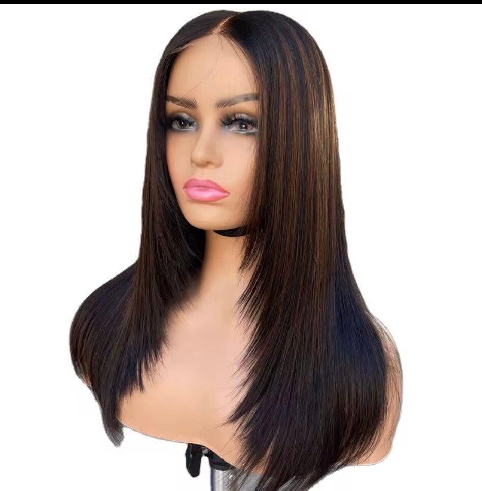 Ombré Dark Brown Highlight Wig