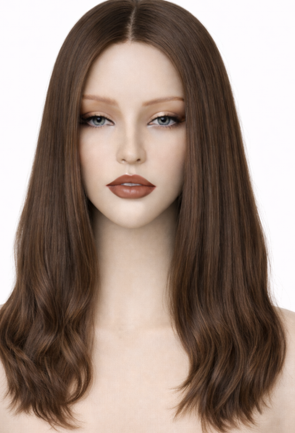 Brunette Monofilament Virgin Hair Straight Wigs
