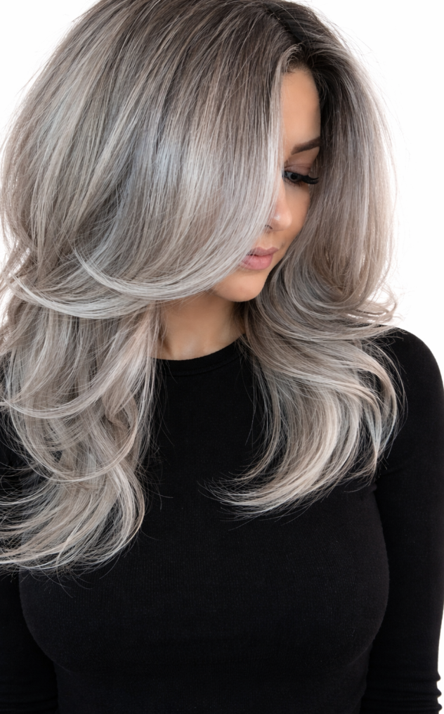 Synthetic Grey Layered Wig