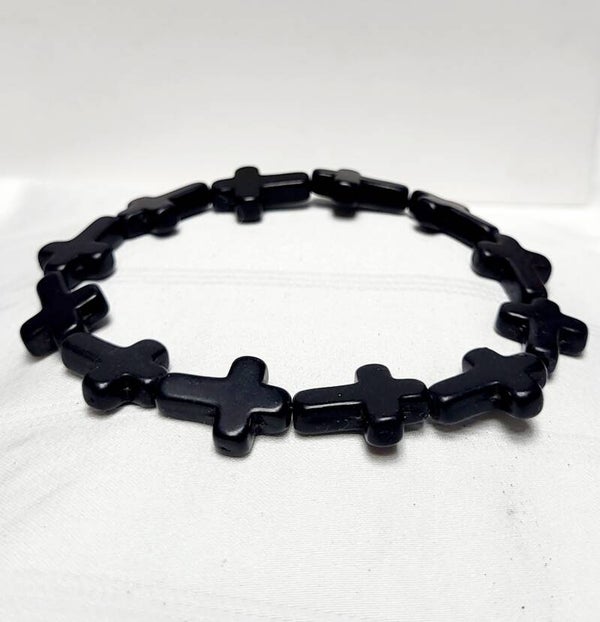 Black Cross Stretchy Bracelet
