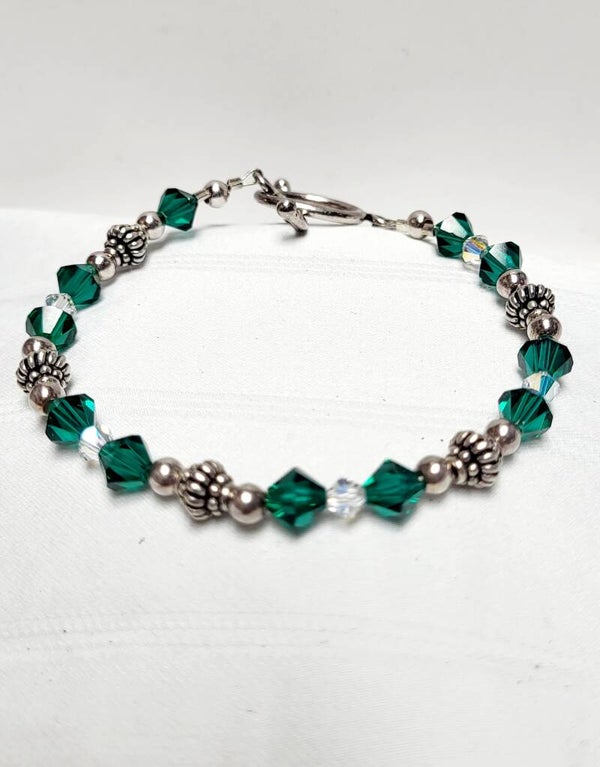 Teal Crystal Beaded Bracelet