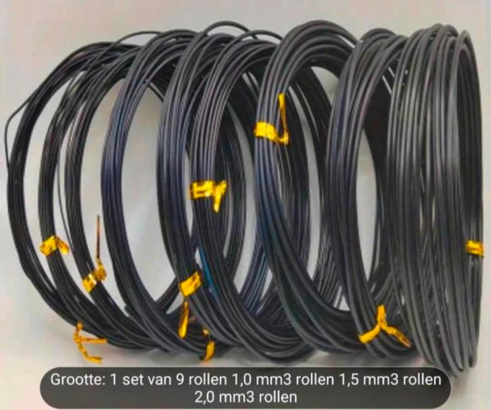Aluminium draad set van 9 rol a 5 mtr
