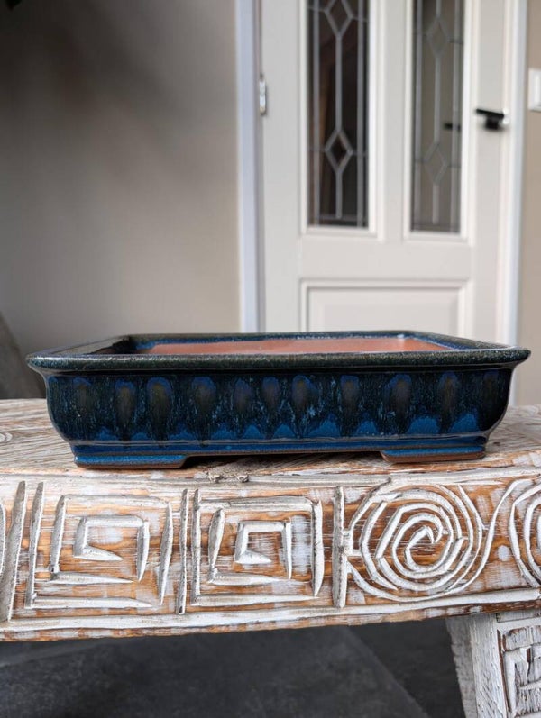 Yixing Bonsai Pot 24.2 x 20.5 x 5.8 Blauw Geglazuurd