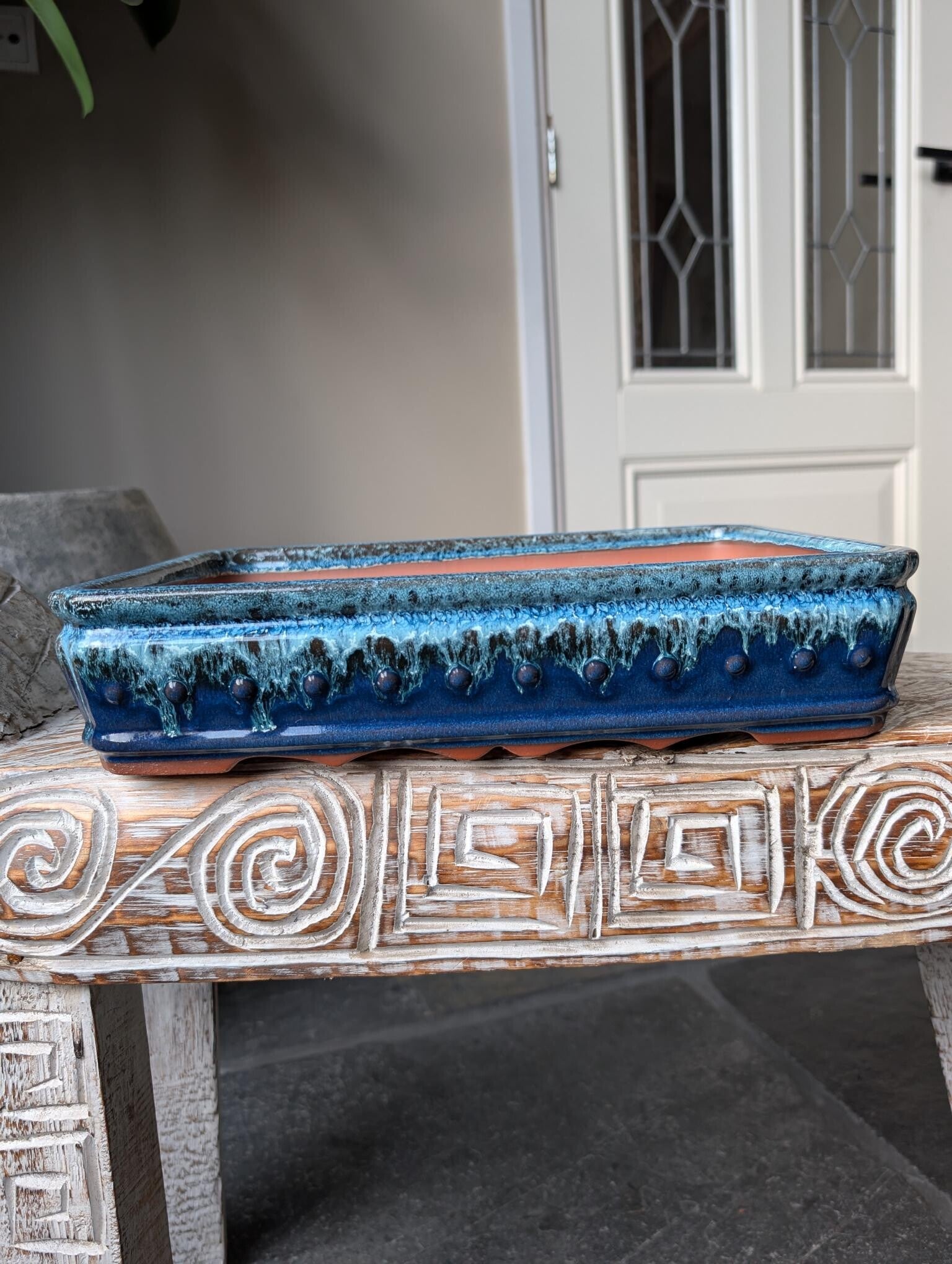 Yixing Bonsai Pot  32 x 23 x 7 Blauw Geglazuurd