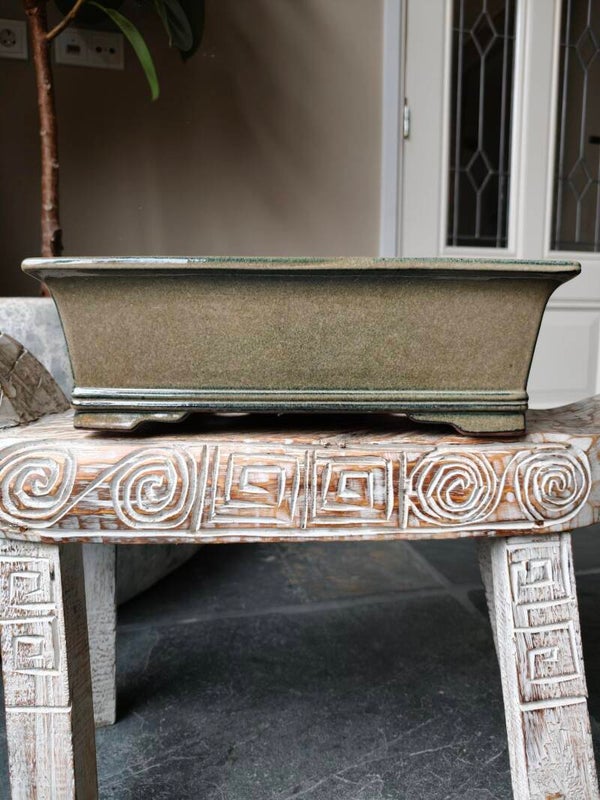 Bonsai pot groen geglazuurd  40.5 x 28.5 x 13cm