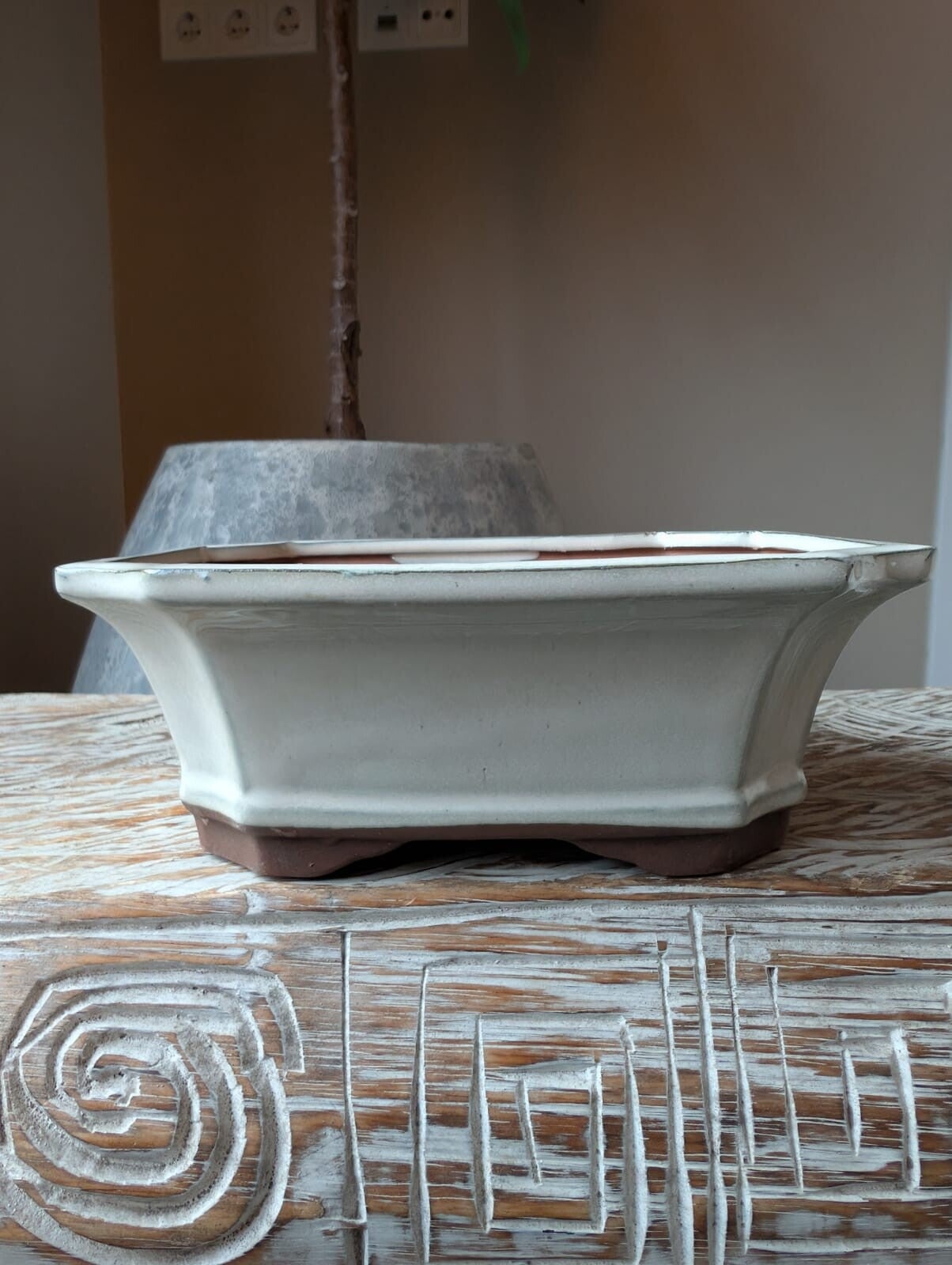 Bonsai Pot Wit Geglazuurd 18 x 14 x 6.5