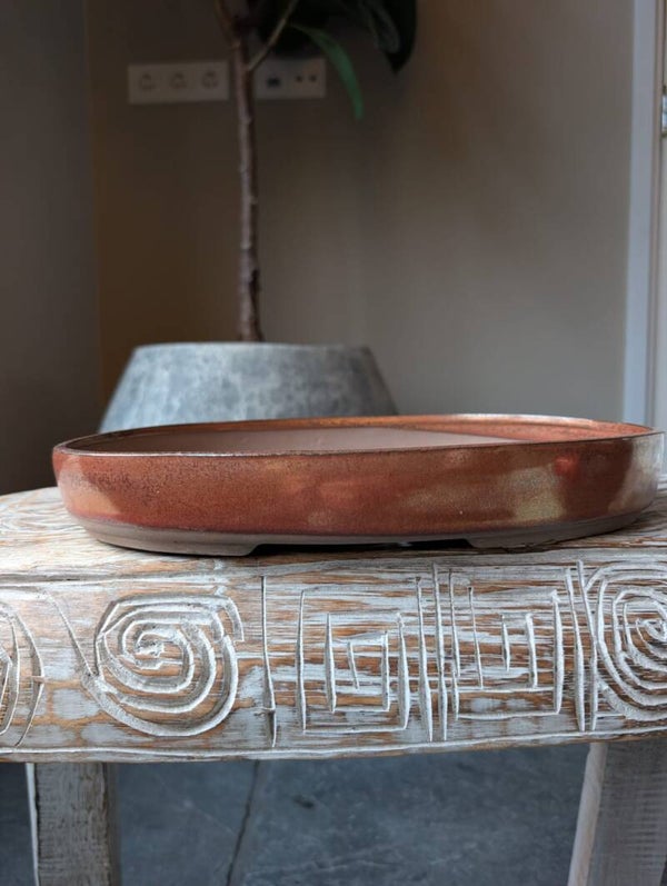 Bonsai pot 31 x 21 x 4.3 geglazuurd koperkleur