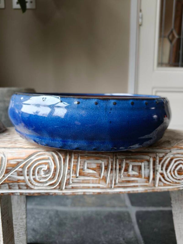 Blauw geglazuurde bonsai pot D=30 hoogte=9.2cm