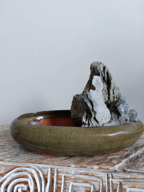 Bonsai pot met rots 23 x 15.5 ovaal