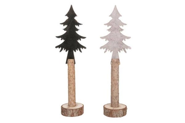 Fabric tree on wood 7x7x36cm