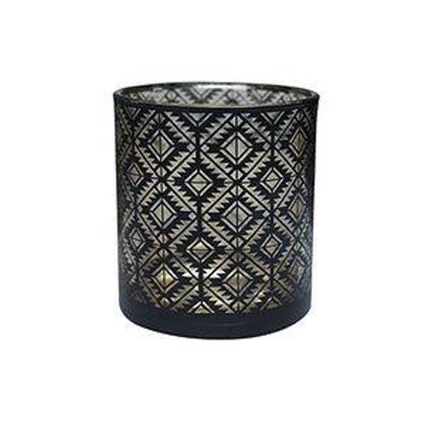 Theelichthouder Diamond D7 H8cm Black/Gold