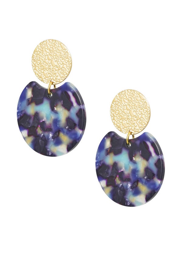 Oorbellen statement blauw/goud