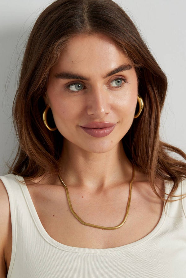 Ketting plat met print goud lang