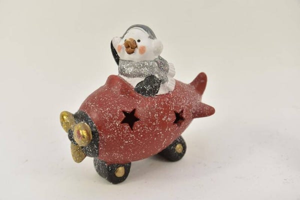 PINGUIN IN VLIEGTUIG LED 14.5X7X13CM