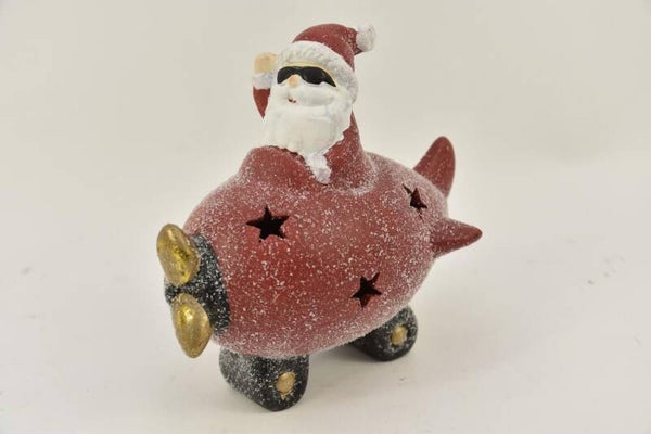 KERSTMAN IN VLIEGTUIG LED 20X18 CM