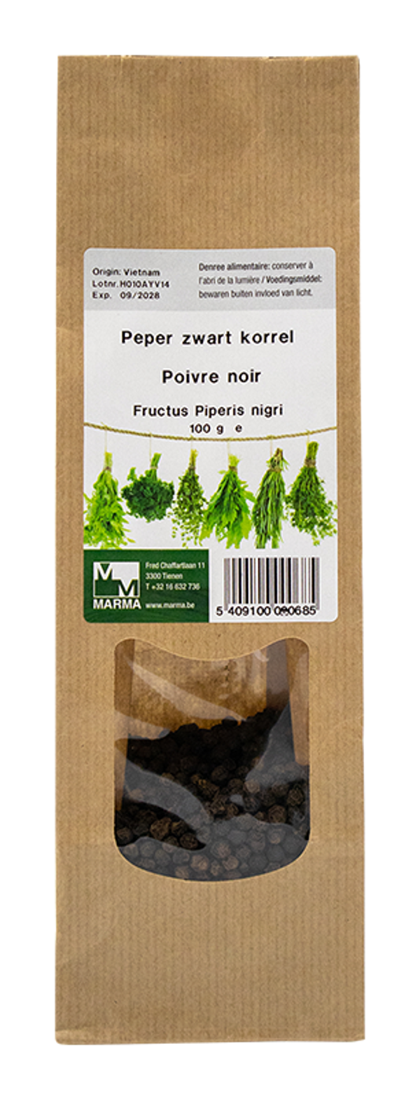 Zwarte peper bolletjes 100gr