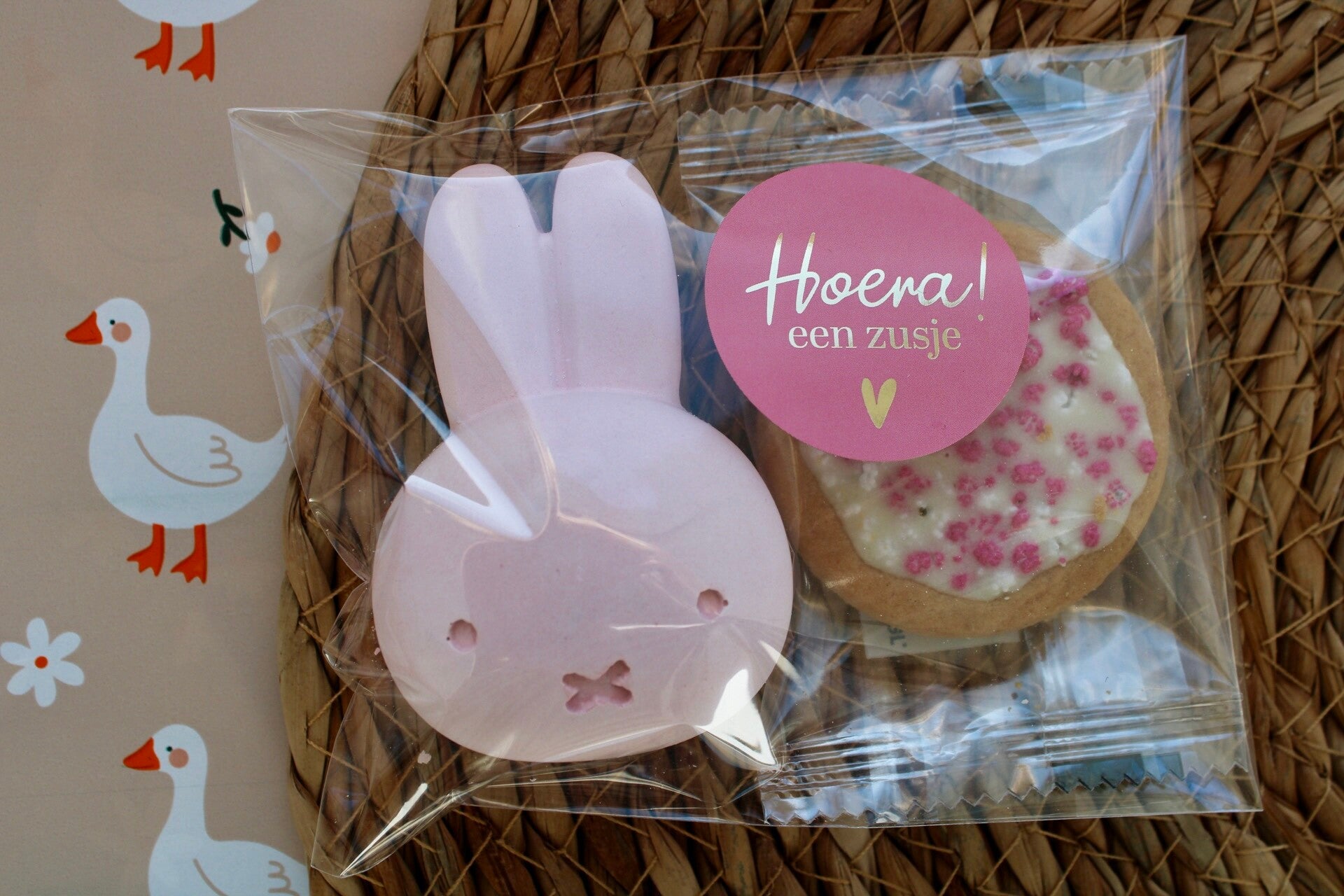 Konijn geboorte stoepkrijt traktatie | meisje