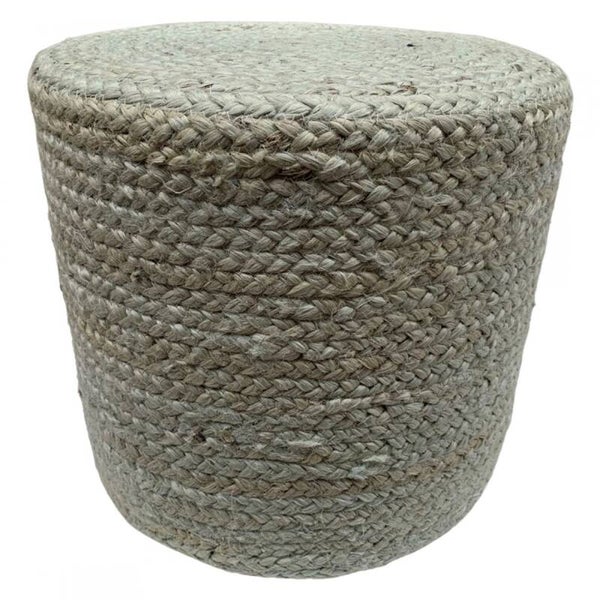 Poef jute rond pale aqua ø 40 hg 35cm