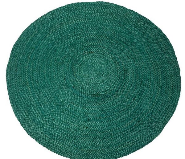 Vloerkleed Jute gevlochten ø 120cm Smaragd groen